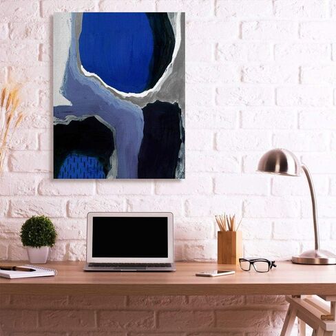 Stupell Industries تصميم تجريدي مذكر كوبالت أزرق رمادي أسود، صممه Studio W Wall Art، 36x48، قماش in Saudi Arabia