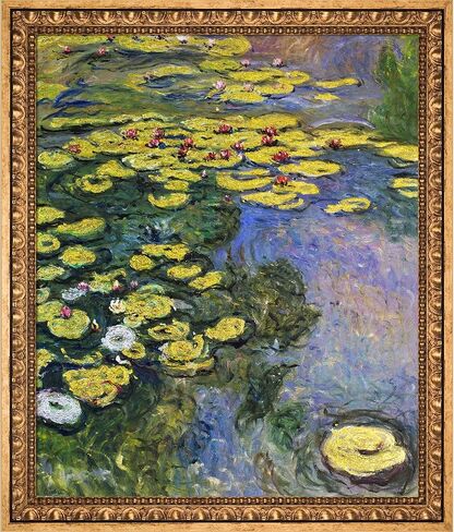 عمل فني La Pastiche Water Lilies مزين بالمعدن من تصميم كلود مونيه مع إطار ذهبي من فرساي in Kuwait