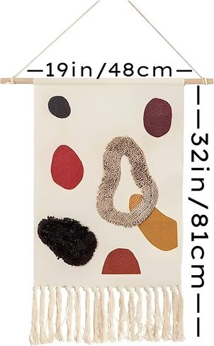 Kasthamandap Wooden Handmade Boho Macrame Wall Hanging Cotton Woven Tapestry - Modern Art Wall Tapestry for Bedroom, Living Room, Dorm, Nursery, Apartment - Farmhouse Minimalist Tapestry Tufted Decor - 32 x 19 Inches in Saudi Arabia