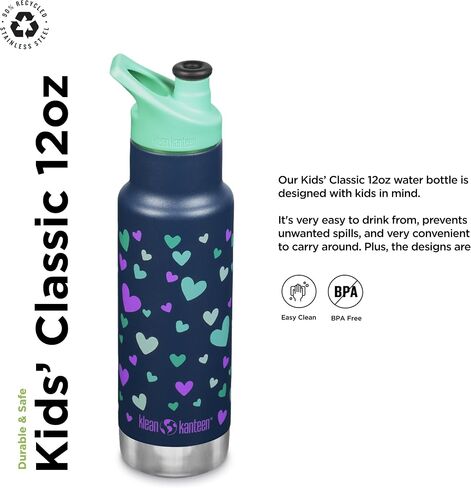 Klean Kanteen Vac Kid Classic Narrow 12oz Stainless Steel (w/Sport Cap) Unicorns in Saudi Arabia