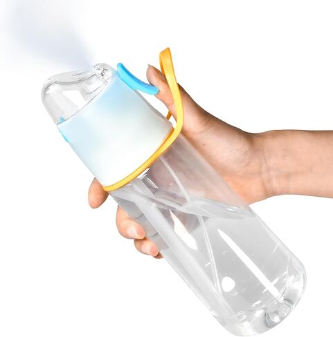 24 oz Sports Water Bottle with Spray Mist, Portable Water Mister Spray Bottle for Drinking, 2-In-1 Mist and Sip Bpa-Free Plastic Misting Water Bottle For Fitness and Outdoor, Wihte 1 Pack in Saudi Arabia
