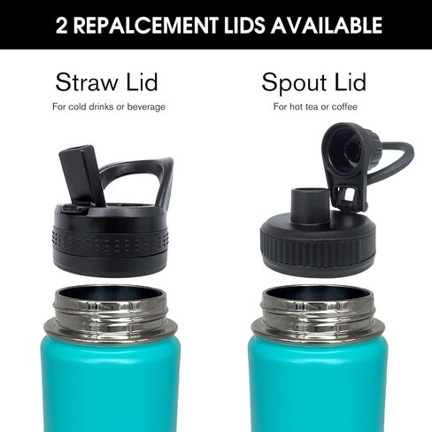 1pack 22 oz Insulated Water Bottle With Straw, Stainless Steel Sports Water Cup Flask with 2 Lids, Wide Mouth Travel Thermal Mug,Navy Black in Saudi Arabia