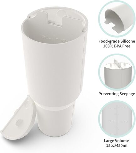 2 in 1 Drink Separator Compatible with Stanley 40 oz cup, Tumbler Accessories for Stanley 40 oz, Silicone Cup Divider for Stanley, Reusable Insert Divider with Lid for Coffee, Juice, Cocktail, Whiskey in Saudi Arabia