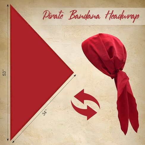 5 Pieces Pirate Costume Accessories Set For Women Men Pirates Belt and Pirate Head Scarf Bandanas for Halloween in Kuwait