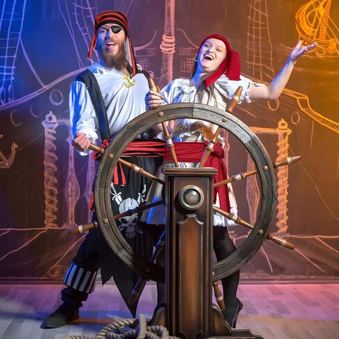 5 Pieces Pirate Costume Accessories Set For Women Men Pirates Belt and Pirate Head Scarf Bandanas for Halloween in Kuwait