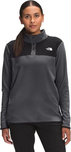 THE NORTH FACE Women's TKA Glacier Snap-Neck Pullover Sweatshirt, Asphalt Grey/TNF Black, XX-Large in Saudi Arabia