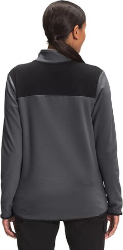 THE NORTH FACE Women's TKA Glacier Snap-Neck Pullover Sweatshirt, Asphalt Grey/TNF Black, XX-Large in Saudi Arabia
