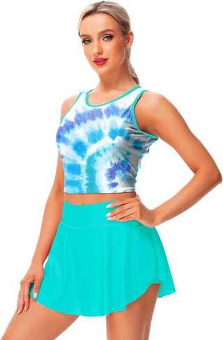AOBUTE 2 Piece Tennis Dress for Women High Waisted Skirt Sets Golf Outfits with Shorts and Pockets No Bra in Saudi Arabia