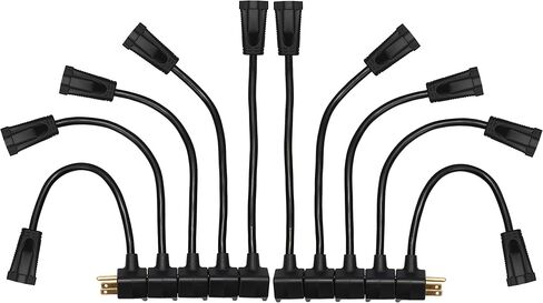 KMC 1-Foot (10-Pack) Power Extension Cord, 3 Prong Appliance Extension Cable Cord-Black in Saudi Arabia