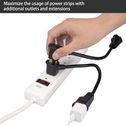 KMC 1-Foot (10-Pack) Power Extension Cord, 3 Prong Appliance Extension Cable Cord-Black in Saudi Arabia