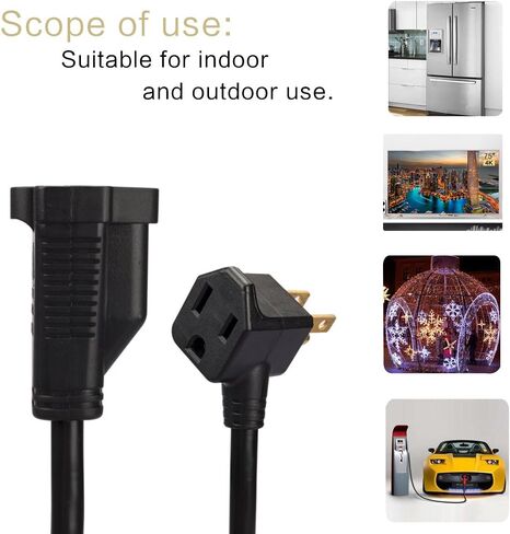 KMC 1-Foot (10-Pack) Power Extension Cord, 3 Prong Appliance Extension Cable Cord-Black in Saudi Arabia
