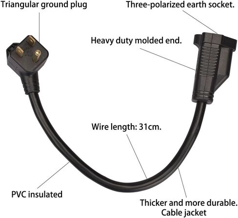 KMC 1-Foot (10-Pack) Power Extension Cord, 3 Prong Appliance Extension Cable Cord-Black in Saudi Arabia