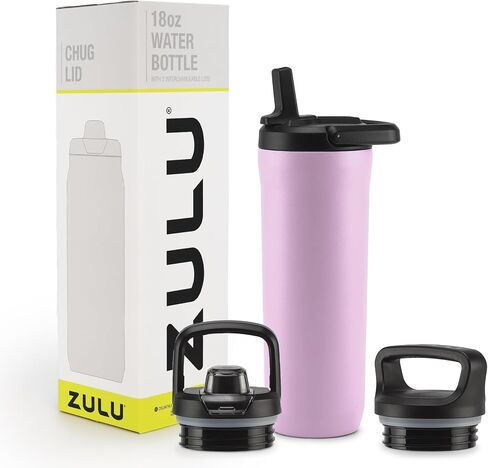 ZULU 40oz Stainless Steel Water Bottle with 3 Lids- Straw, Chug, Twist | Double Walled and Vacuum Insulated Metal Thermos | For Gym, Outdoor | Built in Carry Loop, Dishwasher Safe, Sage in Saudi Arabia