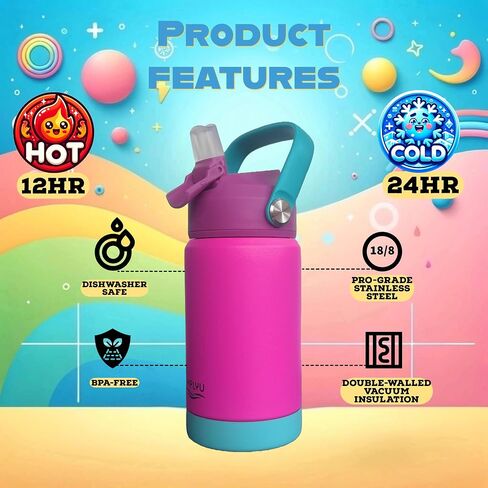 Decorate Your Own Personalized Stainless Steel Water Bottle for Kids - 12oz Customizable Insulated Water Bottle With Stickers and Beaded Charm for School - DIY Gifts for Boys, Girls, Birthday (Pink) in Saudi Arabia