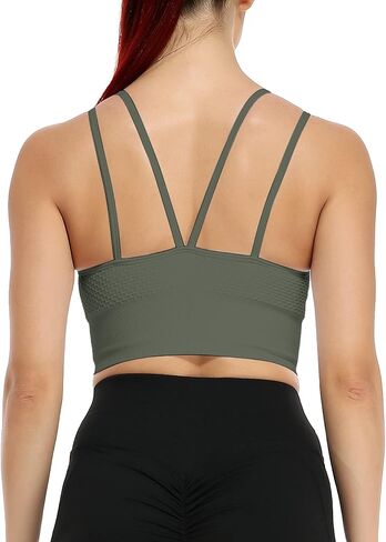 SEASUM Low Impact Sport Bras Cross Back Padded Strappy Criss Cross Cropped Bras for Yoga Workout Fitness in Saudi Arabia