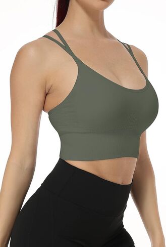 SEASUM Low Impact Sport Bras Cross Back Padded Strappy Criss Cross Cropped Bras for Yoga Workout Fitness in Saudi Arabia