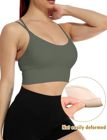 SEASUM Low Impact Sport Bras Cross Back Padded Strappy Criss Cross Cropped Bras for Yoga Workout Fitness in Saudi Arabia