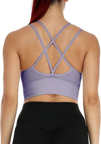 SEASUM Low Impact Sport Bras Cross Back Padded Strappy Criss Cross Cropped Bras for Yoga Workout Fitness in Saudi Arabia