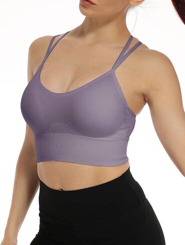 SEASUM Low Impact Sport Bras Cross Back Padded Strappy Criss Cross Cropped Bras for Yoga Workout Fitness in Saudi Arabia