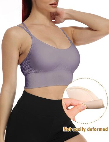 SEASUM Low Impact Sport Bras Cross Back Padded Strappy Criss Cross Cropped Bras for Yoga Workout Fitness in Saudi Arabia