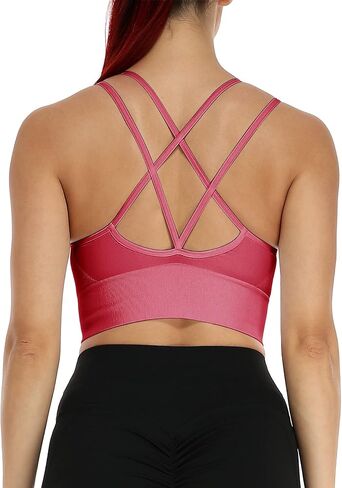 SEASUM Low Impact Sport Bras Cross Back Padded Strappy Criss Cross Cropped Bras for Yoga Workout Fitness in Saudi Arabia