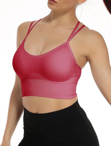 SEASUM Low Impact Sport Bras Cross Back Padded Strappy Criss Cross Cropped Bras for Yoga Workout Fitness in Saudi Arabia