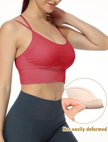 SEASUM Low Impact Sport Bras Cross Back Padded Strappy Criss Cross Cropped Bras for Yoga Workout Fitness in Saudi Arabia