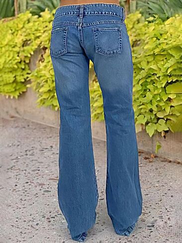 Flamingals Flare Jeans for Women Button Up Low Rise Jeans Stretch Boot Cut Jeans Denim Pants Sky Light Blue M in Saudi Arabia
