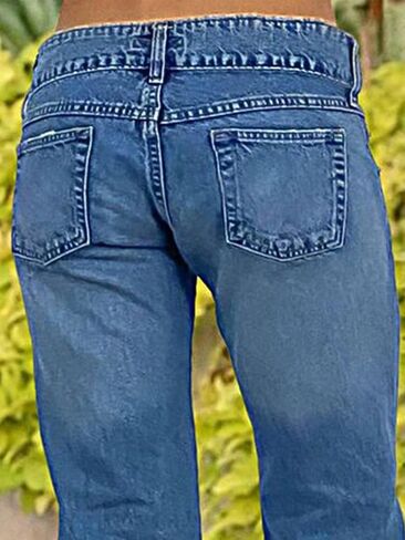 Flamingals Flare Jeans for Women Button Up Low Rise Jeans Stretch Boot Cut Jeans Denim Pants Sky Light Blue M in Saudi Arabia