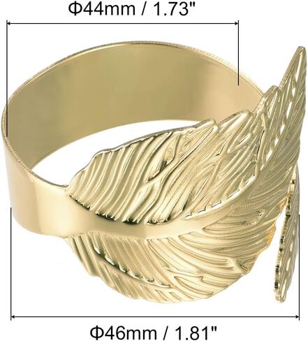 uxcell Metal Napkin Rings Set of 4, Fall Leaf Open Napkin Ring Holder Buckle for Dining Table Decorations Wedding Birthday Holiday Party, Gold Tone in Saudi Arabia