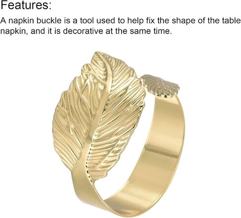uxcell Metal Napkin Rings Set of 4, Fall Leaf Open Napkin Ring Holder Buckle for Dining Table Decorations Wedding Birthday Holiday Party, Gold Tone in Saudi Arabia