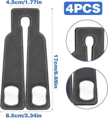 2Ps Car Hooks for Headrest, Car Seat Hooks Purse Hook for Car, Double Headrest Hooks Purse Holder & Mobile Phone Holder, Car Hanger Storage Car Seat Back Organizer for Bags, Purses, Handbags(Black) in Saudi Arabia