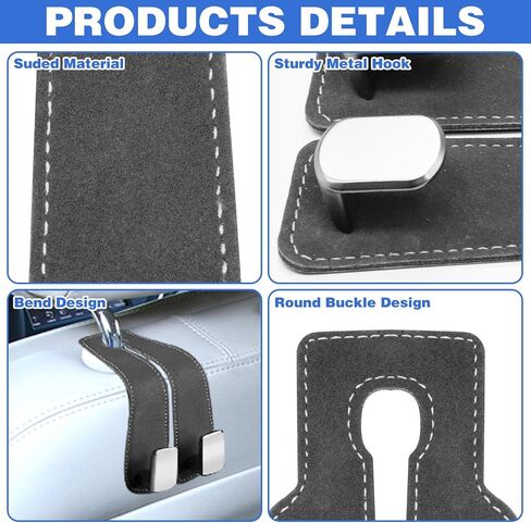 2Ps Car Hooks for Headrest, Car Seat Hooks Purse Hook for Car, Double Headrest Hooks Purse Holder & Mobile Phone Holder, Car Hanger Storage Car Seat Back Organizer for Bags, Purses, Handbags(Black) in Saudi Arabia