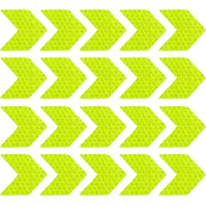 20 Pcs Reflective Stickers, 1.77"x1.54" Arrow Shape Safety Tape Reflector Universal for Cars Trucks Trailers Waterproof PET Fluorescent Yellow