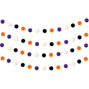 4 Pieces 39.4 Feet Colorful Pom Pom Garland Rainbow Felt Garland Hanging Felt Balls for Holiday Wall Birthday Halloween Christmas Party Decorations(Joyful Colors)