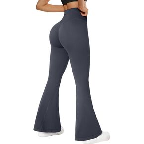 SUUKSESS Women Seamless Scrunch Butt Lifting Flare Leggings High Waisted Tummy Control Yoga Pants (Blue,XL)
