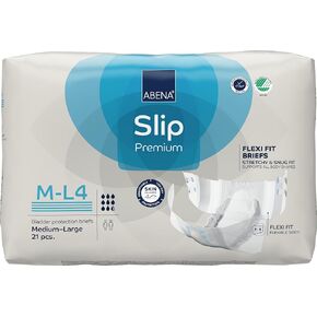 Abena Slip Flexi-Fit Premium Incontinence Briefs, Level 4, (Medium to Extra Large), Large/Extra Large, 18 Count