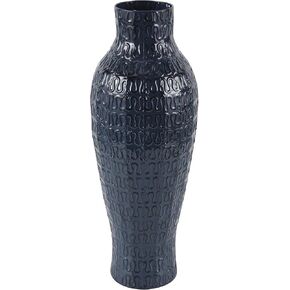 Deco 79 Metal Decorative Vase Dimensional Textured Centerpiece Vase with Wavy Pattern, Flower Vase for Home Decoration 9" x 9" x 24", Dark Blue