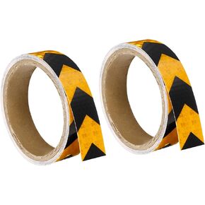 PATIKIL Reflective Tape, 2 Roll 10 Ft x 1-inch Waterproof Adhesive High Visibility Caution Warning Safety Tape Reflector for Trucks Trailers Cars, Arrow Fluorescence Yellow Black