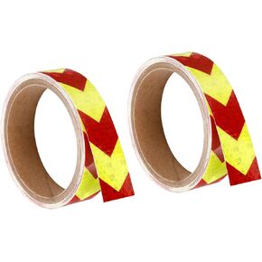 PATIKIL Reflective Tape, 2 Roll 10 Ft x 1-inch Waterproof Adhesive High Visibility Caution Warning Safety Tape Reflector for Trucks Trailers Cars, Arrow Fluorescence Yellow Black