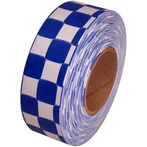 Sew on High Visibility Hi Vis Checkered Reflective tape (2" x 25 yds, Blue/Silver Checks)