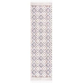 SAFAVIEH Marrakesh Collection Runner Rug - 2'2" x 10', Grey & Multi, Moroccan Boho Diamond Tassel Design, Non-Shedding & Easy Care, Ideal for High Traffic Areas in Living Room, Bedroom (MRK523D)