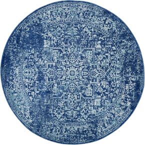 SAFAVIEH Evoke Collection 5'1" Round Navy/Ivory EVK256A Oriental Distressed Non-Shedding Dining Room Entryway Foyer Living Room Bedroom Area Rug