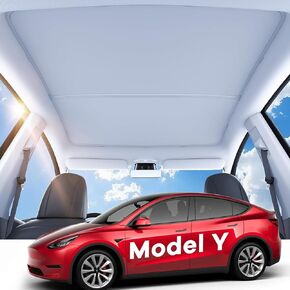 Sunshade Roof for Tesla Model Y 2020-2024 No-Sag Foldable Front & Rear No Gaps Model Y Glass Roof Sun Shade Heat Insulation UV Blocking Top Windows Covers Sunroof Accessories