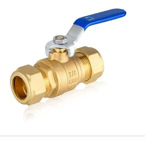 5 PCs Compression Ball Valve, 3/4'' Compression Brass Full Port Shut-off Valve, 600 WOG (Water, Oil and Gas), Blue