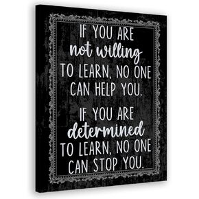 laveliabel Motivational Canvas Wall Art, Inspirational Poster Wall Art Prints, If You are not Willing to Learn Positive Paintings Wall Decor for Classroom Home Office, 11x14 Inch Framed