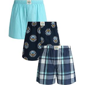 ملابس داخلية للرجال من Lucky Brand - بوكسرات كلاسيكية منسوجة مع ذباب وظيفي (3 عبوات)، مقاس X-Large، طباعة لؤلؤية منقوشة باللون الأسود