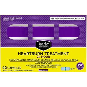 berkley jensen Esomeprazole Magnesium Delayed Release Capsules 20 mg, Heartburn Medicine, Acid Reducer, 42 Capsules