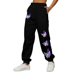 SOLY HUX Women's Butterfly Print Drawstring High Waisted Sweatpants Joggers Pants