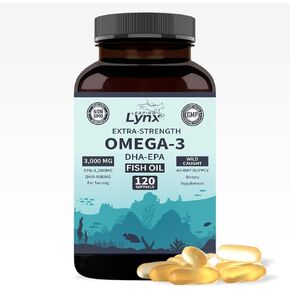Omega-3 Fish Oil 3000mg Supplement – 1200mg EPA & 900mg DHA Fatty Acid per Serving | 120 Burpless Softgels, 40-Day Supply | for Heart Health, Immune System, Joints, Skin, & Brain Health, Gluten-Free